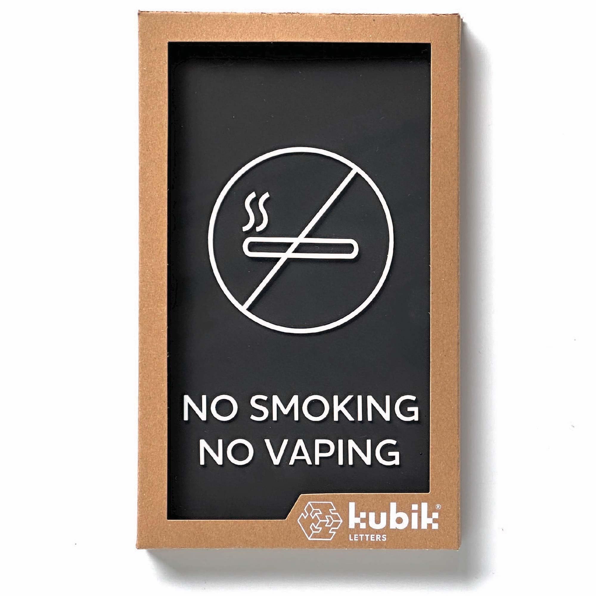 Kubik Letters No Smoking Vaping Sign, Modern Design Sign for E Cigarette Area with 3M Double Sided Tape