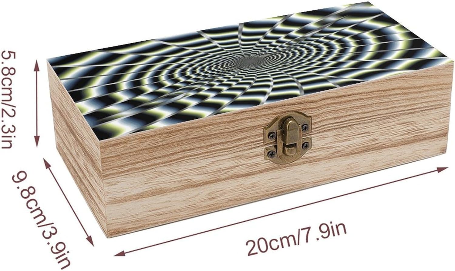 Spiral Optical Illusion Gif Wooden Storage Box 7.9" X 3.9" X 2.3" image 2