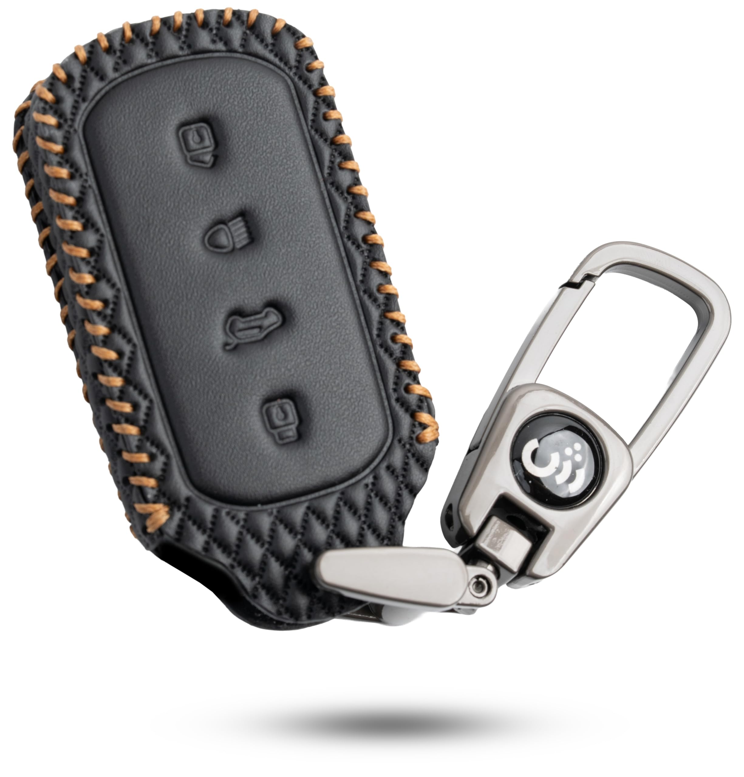 SHOPOFLUX HOPOFLUX Metal Key Cover Compatible for Tata Curvv | Curvv EV Electric | Sierra | Safari | Harrier | 4 Button Smart Key (Leather Black)