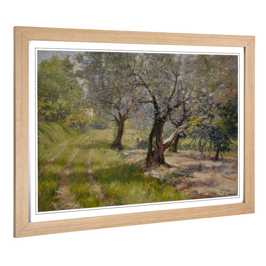 Big Box Art Framed Print of William Merritt Chase The Olive Grove Design | Wall Art Picture | Home Decor for Kitchen, Living Room, Bedroom, Hallway, Oak, A2 / 24.5x18 Inch / 62x45cm