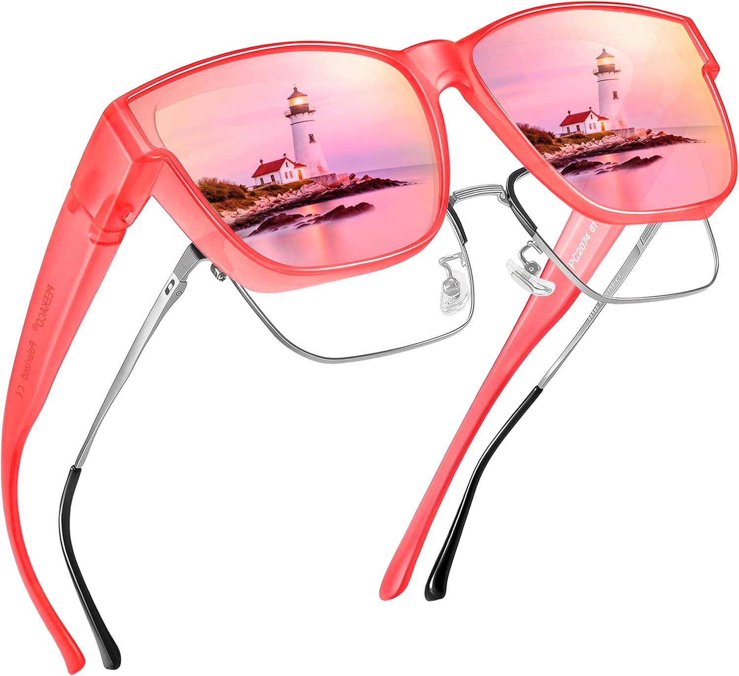 Polarized Sunglasses Fit Over Glasses for Women Men, Oversized Square Summer Shades UV400 Protection