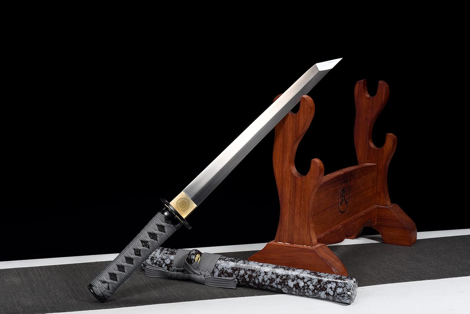 JIHPEN sword - Handmade Tanto Sword High Manganese Steel with Gray Scabbard