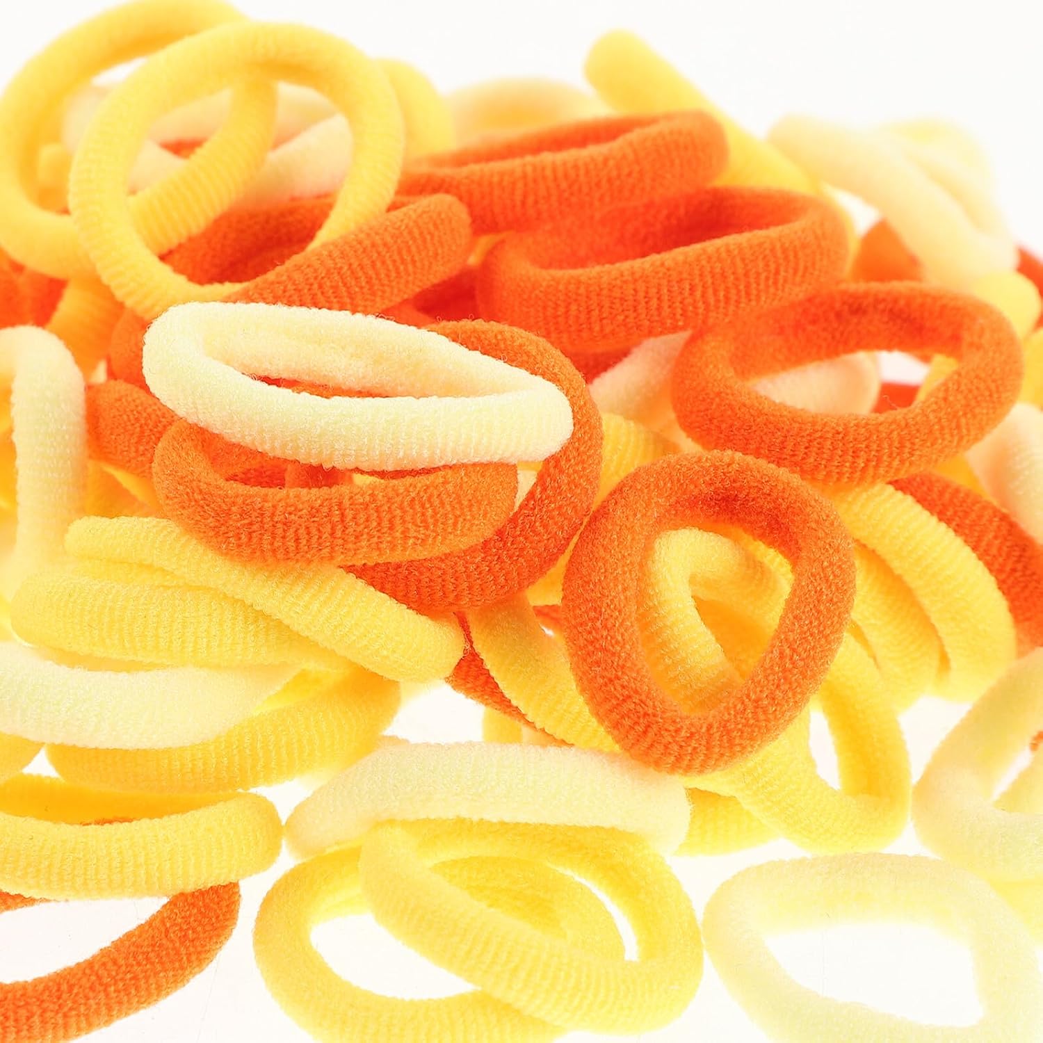 Toddmomy Hair Ties Elastic Hair Ties High Elasticity No Damage Nylon Ponytail Holders Yellow Color 100 Pieces Pack for Daily Use and Parties