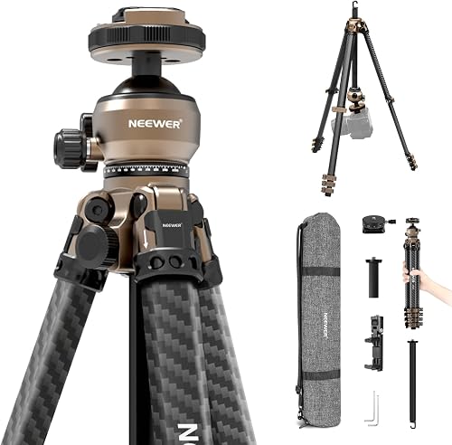 NEEWER LITETRIP LT39 Carbon Fiber Travel Tripod, Pan Tilt…