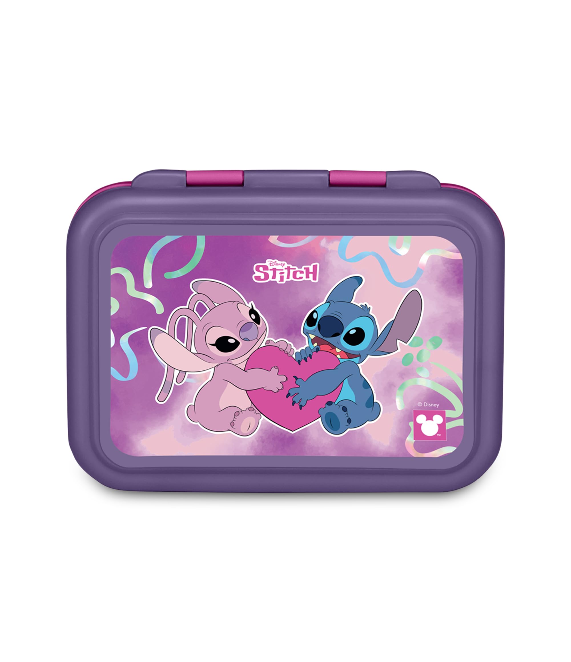 Seven Lilo & Stitch Lunch Box Pink 850ml Heat Resistant Internal Divider Dishwasher Safe Steel Base School Sport Travel Boy Girl