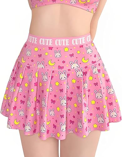 Littleforbig Minifalda elástica de cintura alta para mujer, talla grande, apta para tallas extragrandes, Usagi Sporty