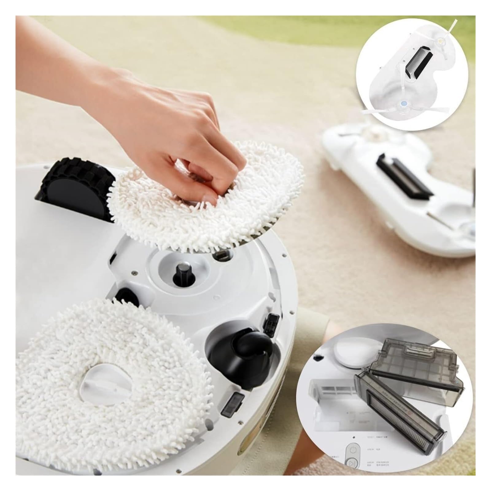 Módulo de trapeador con filtro de cepillos laterales de tela de trapeador de repuesto. Compatible con Narwal T10 J1 J2 YJCC001-1 YJC003, accesorios for aspiradora robot barredora, kits de repuestos fo