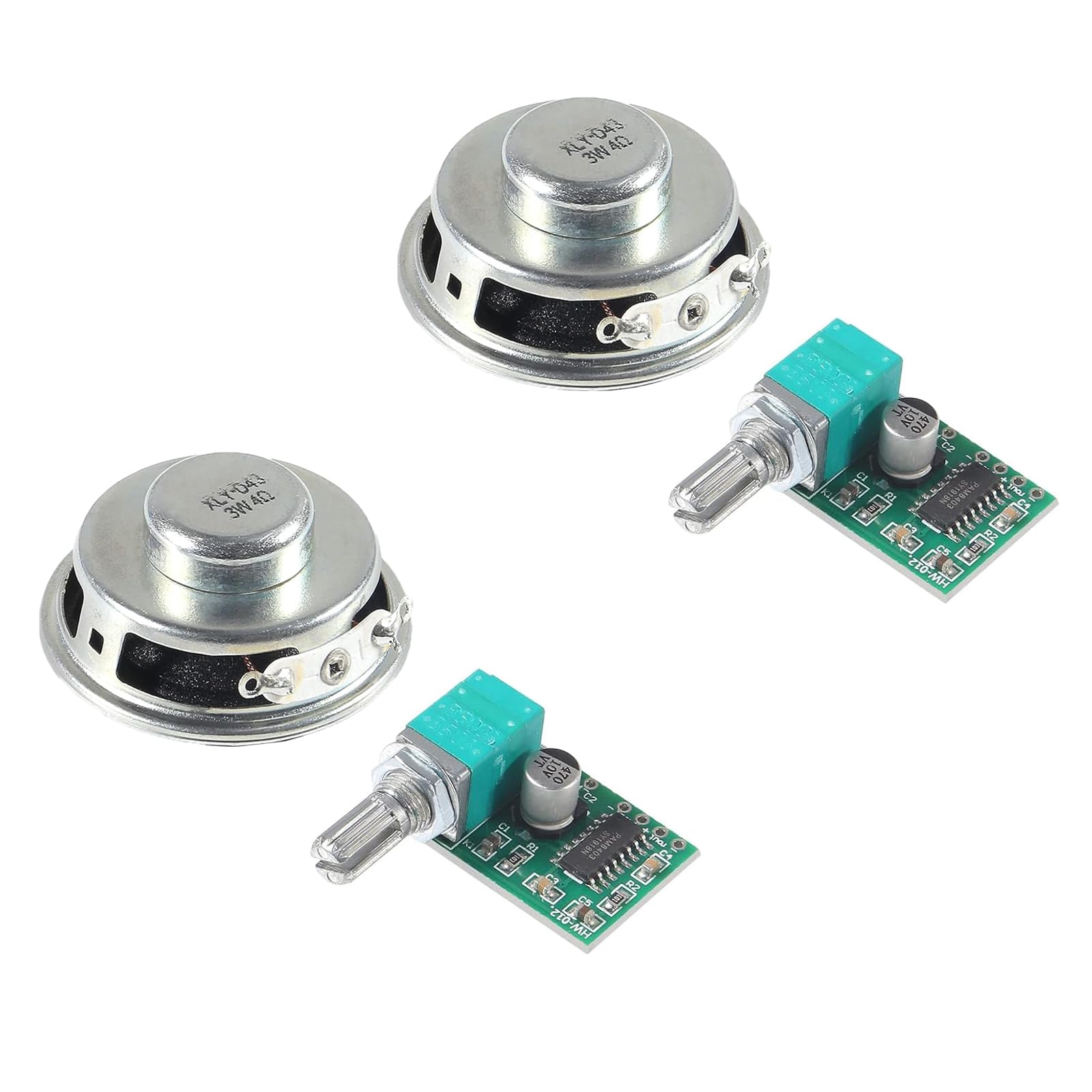 ALAMSCN 2x 3W Lautsprecher + 2x PAM8403 Verstärkerplatine – Mini Audio-Set Für DIY-Projekte