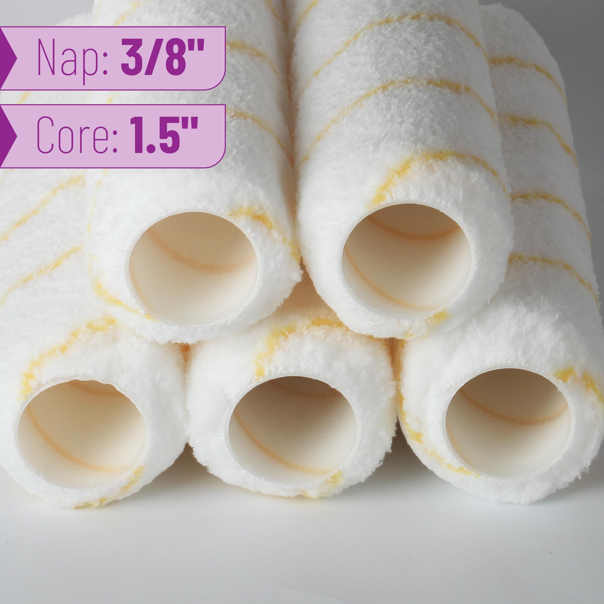 Bates Lot de 12 housses de rouleau de peinture à rayures jaunes de 22,9 x 0,9 cm – Housses de rouleau de peinture de 22,9 cm x 0,9 cm – Housses de rouleau de peinture de 22,9 cm