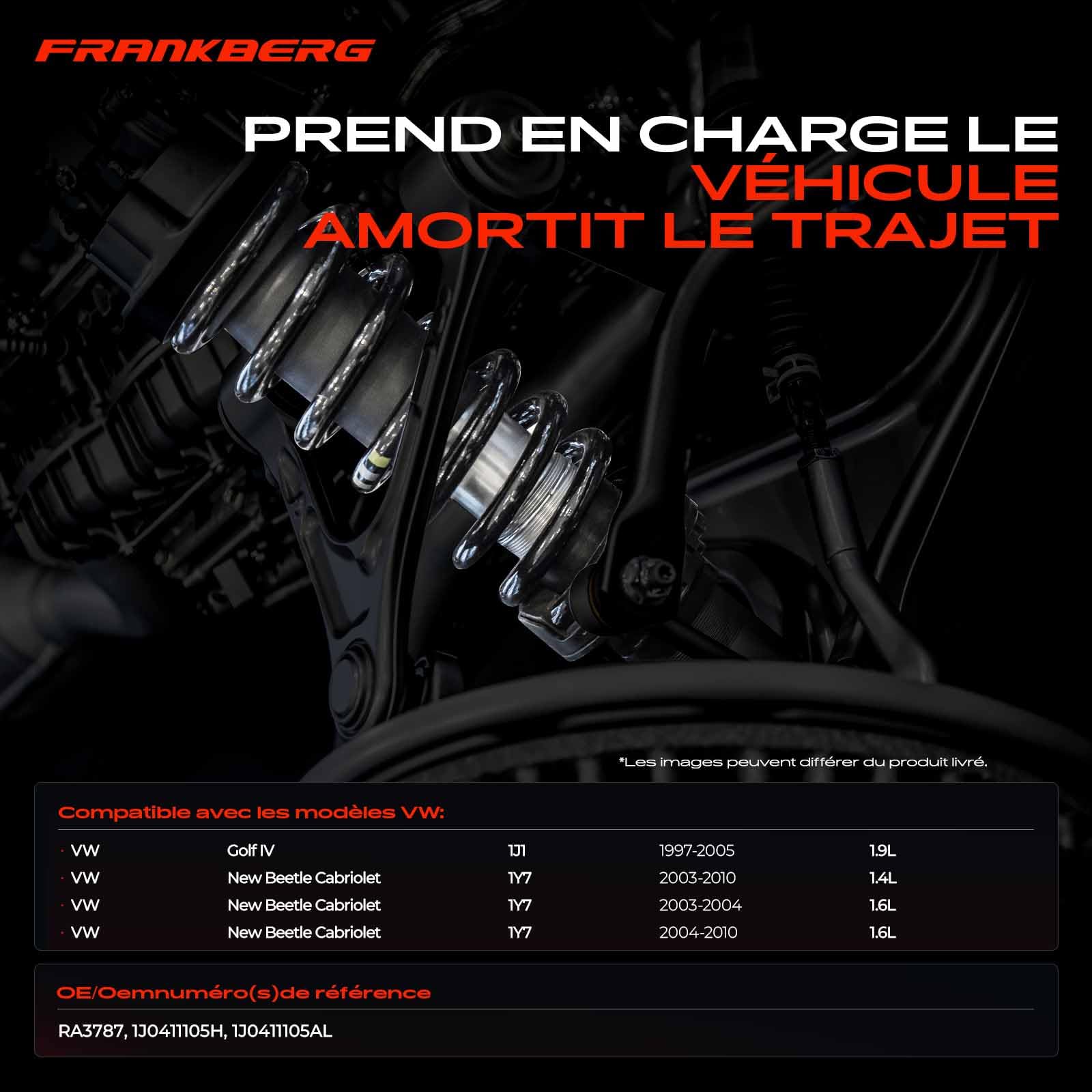 Frankberg 2 ressorts de suspension pour essieu avant 1J0411105AL | Compatible avec: Golf IV 1J1, Nouvelle Coccinelle Cabriolet 1Y7
