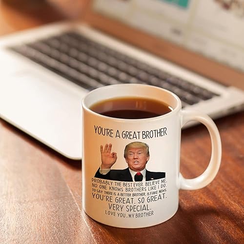 Miniatura 4 de Aurahouse Taza con texto en inglés "You're A Great Brother", regalos de cumpleaños para hermano, Navidad, Día del Padre para hermanos adultos,