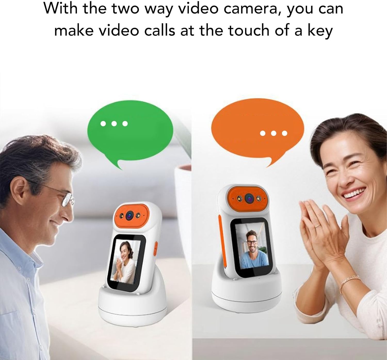 Bewinner 1080P HD Two-Way Video Camera, 350° Rotating Security Cam with Gesture Zoom, Smart Motion Detection for Home Elderly Baby Pets, One Touch Calling 2000mAh Battery up to 128GB