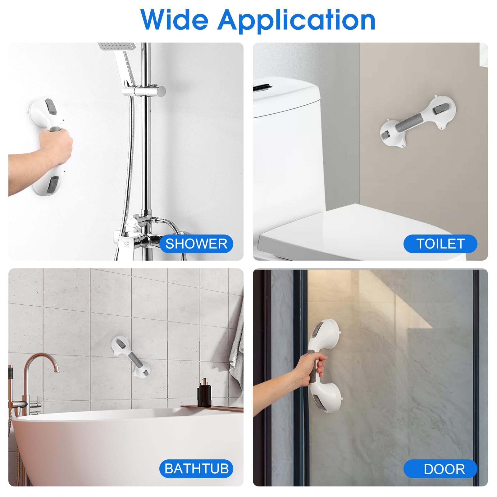 Barras de agarre con ventosa para bañeras y duchas (1, gris)