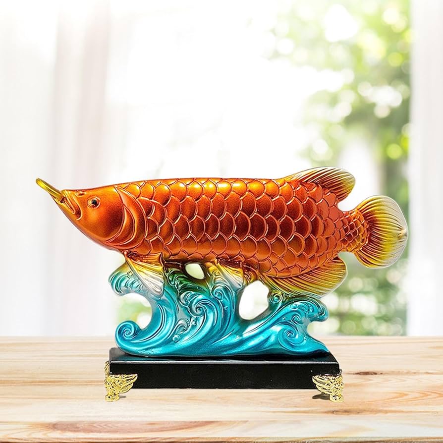 風水置物招財ガラス製金魚彫刻 約10cm 風水置物招財ガラス製金魚