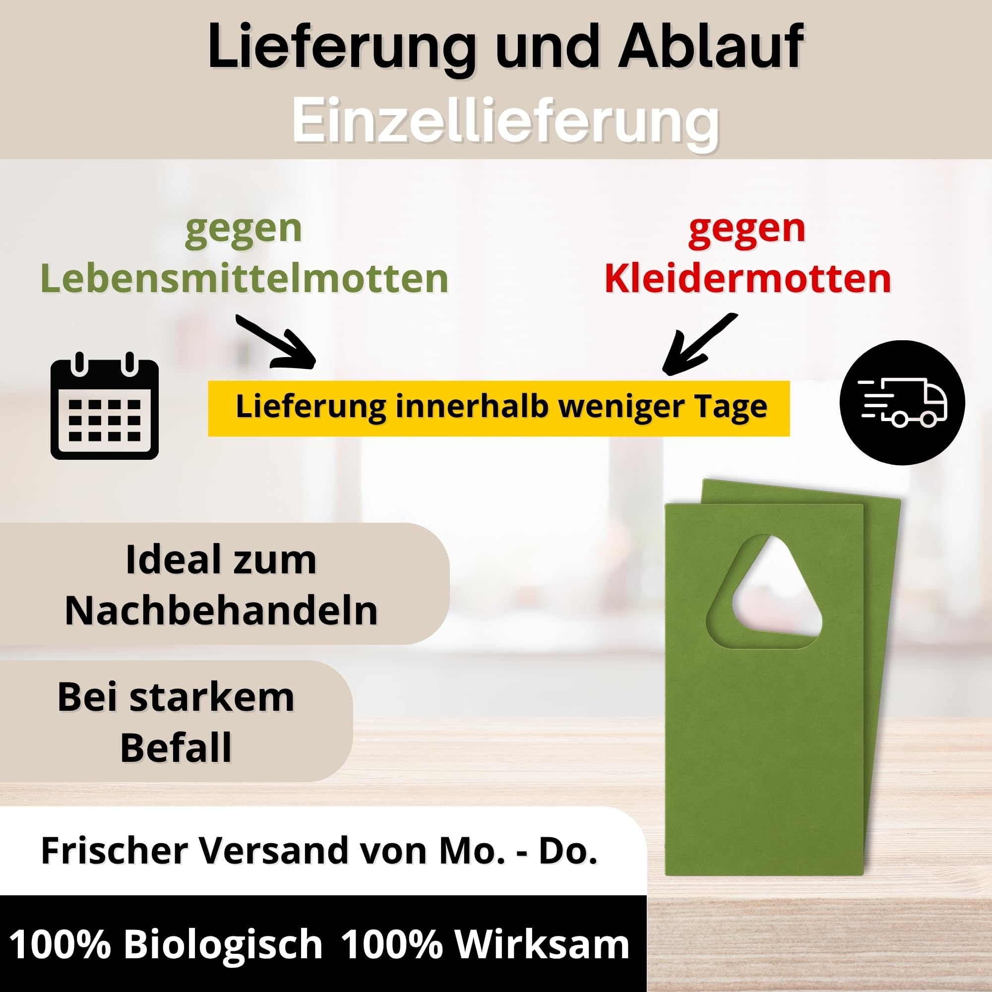 Schlupfwespen gegen Kleidermotten – 100 % Natürliche Schädlingsbekämpfung ohne Chemie | Nützlinge Gegen Motten & Larven im Kleiderschrank (12 Karte x 4 Lieferungen)