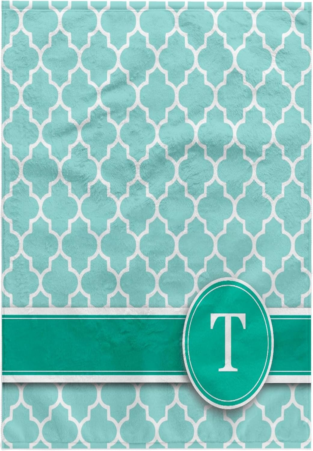 3dRose Personalized Letter T Aqua Blue Quatrefoil Pattern Teal Turquoise Mint Monogrammed Personal Initial 22x30 Bath Hand Pool Towel