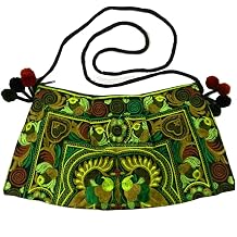BTP! Hmong Bag Swingpack Hill Tribe Ethnic Embroidered Sling Crossbody Hippie Hobo Green HMSP6