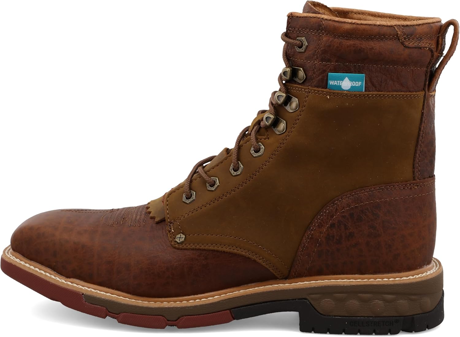 Twisted X Lacer 8in CellStretch Men's Distressed Saddle/Cognac Work Boot