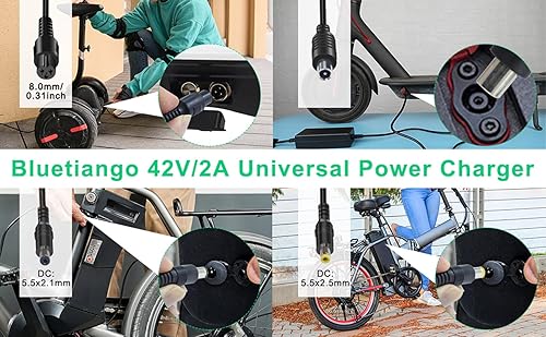 Miniatura 7 de Cargador universal de repuesto para scooter de 42 V 2 A con certificación UL para batería de litio de 36 V (42 V 2 A, 4 enchufes para litio de 36 V)