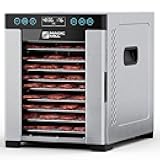 Magic Mill Pro Food Dehydrator Machine | 10 Stainless Steel Trays | Dryer for Jerky, Dog Treats, Herb, Meat, Beef, Fruit | Keep Warm Function, Digital Timer and Temperature Control, ETL Approved