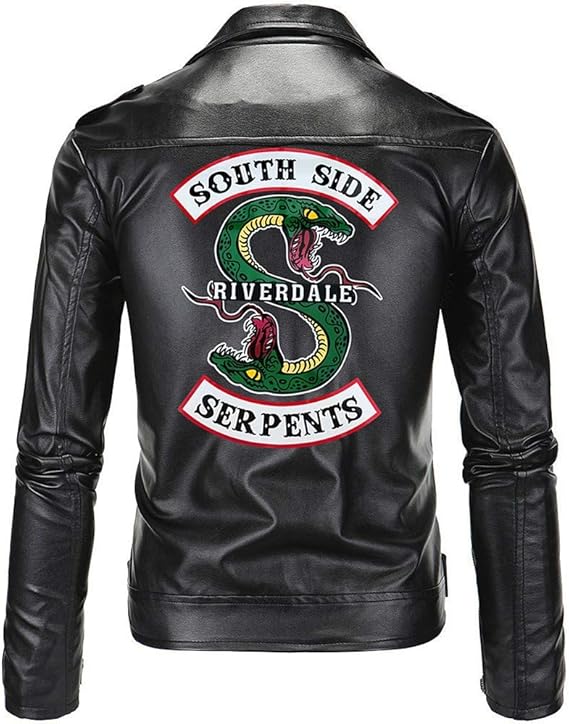 Homme Riverdale Veste en Cuir Serpent Vernis Pull Ado Court Blouson