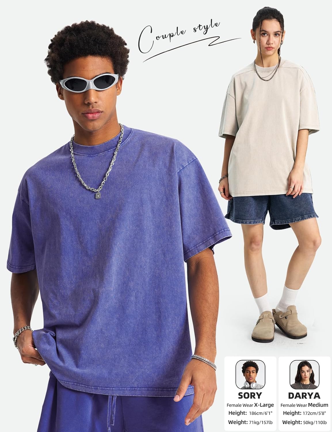 Arssm Mens Oversized T Shirts Cotton Acid Wash Baggy Tees Loose Fit Vintage Heavyweight T-Shirts - Image 5