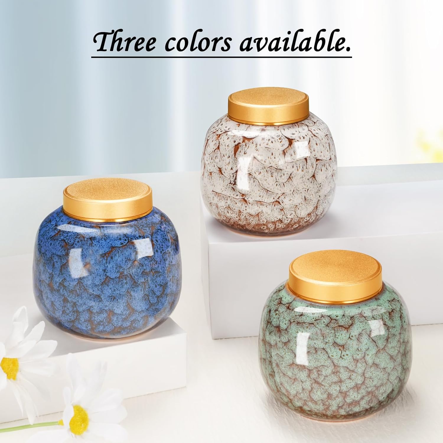 Dletay Small Urns for Human Ashes Keepsake Ceramic Mini Cremation Urns Memorial Small Urn for Ashes Funeral Keepsake Blue Urn - Image 8