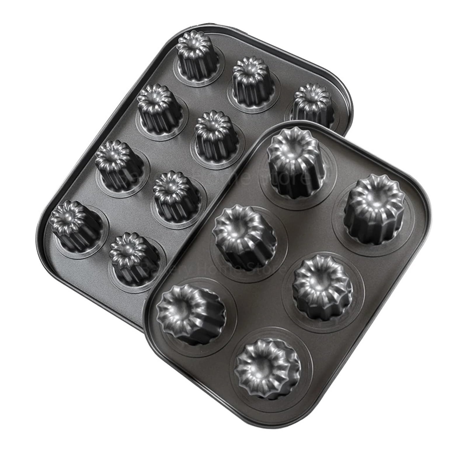 Générique Moules à cannelés 6/12 cavités en acier carbone, moules cannelés antiadhésifs for cupcakes, muffins, gâteaux, ustensiles de cuisine(12-Cavity)