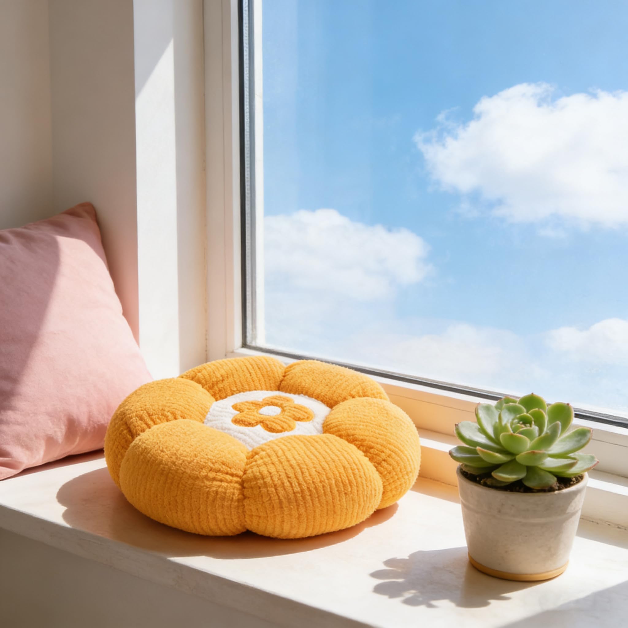 50cm Blumenkissen, Dekokissen in Blumenform, Bodenkissen mit Blumenmotiv, niedliches Plüschkissen in Blumenform, hübsche Dekokissen für Sofa, Schlafzimmer und Auto