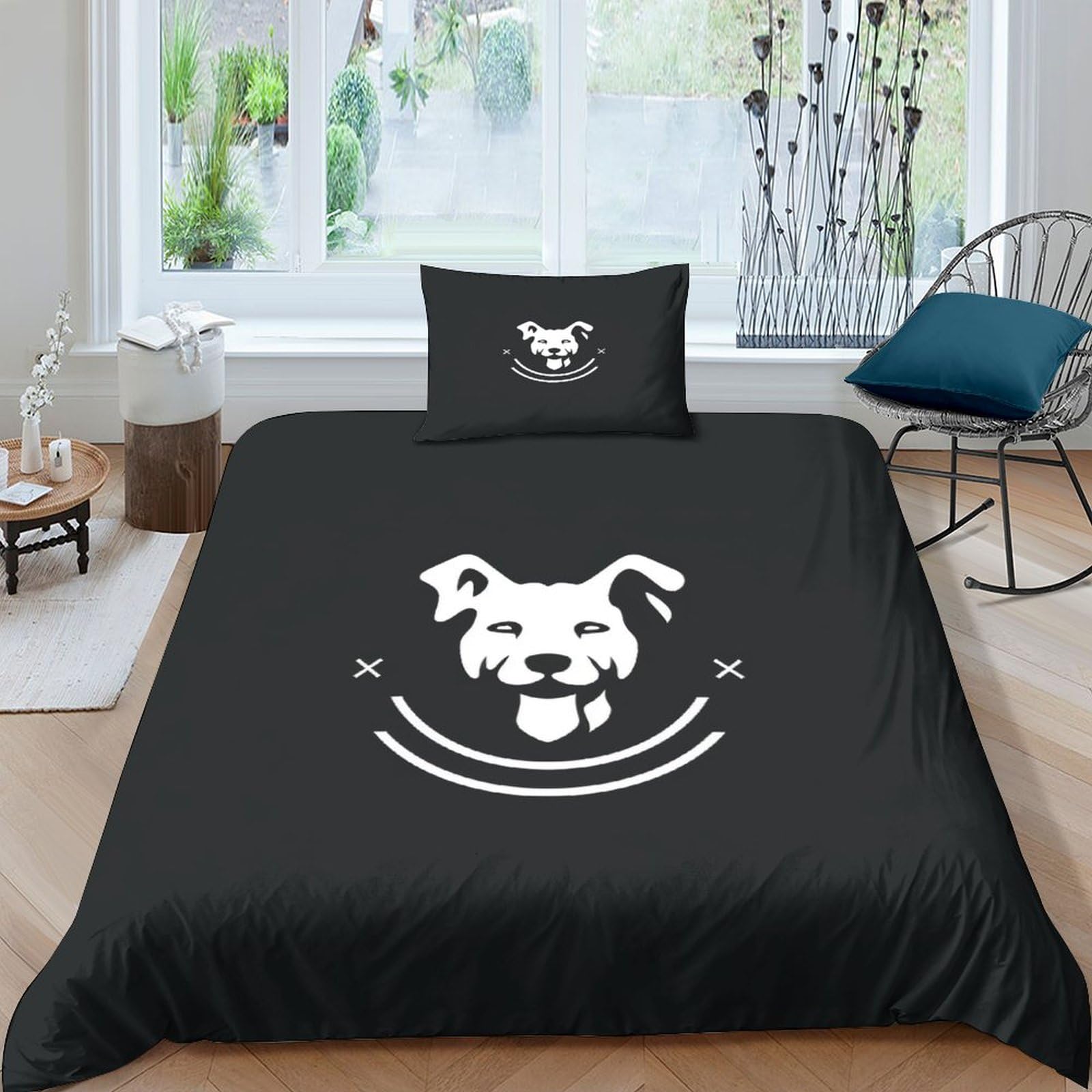 Parure de lit hypoallergénique microfibre douce fermeture éclair chien