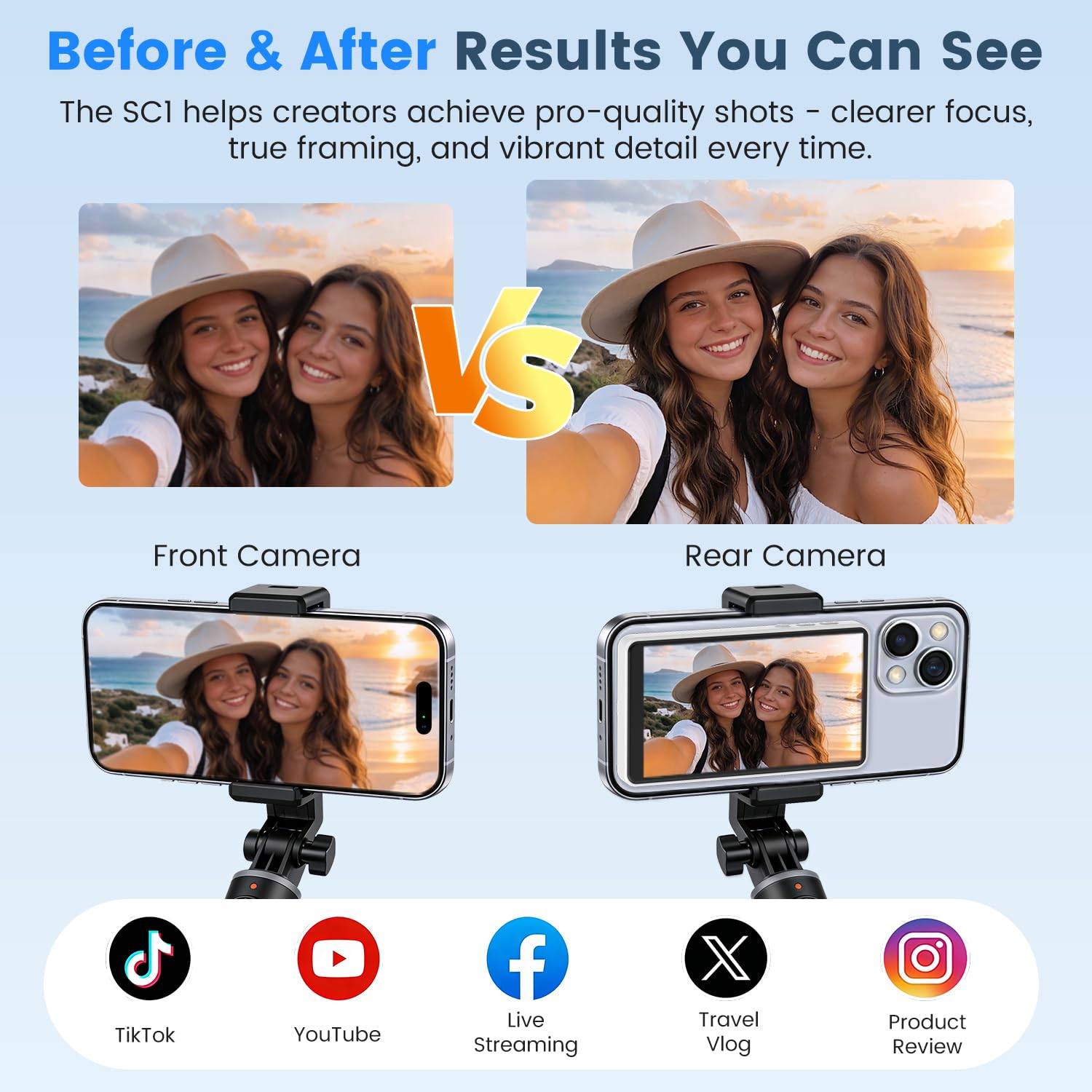 Écran de Selfie Magnétique pour iPhone et Android, Sans Délai, Haut-parleur Intégré, Partage d'écran en Temps Réel, Moniteur de Selfie pour Enregistrement Vidéo, YouTube, TikTok, Diffusion en Direct