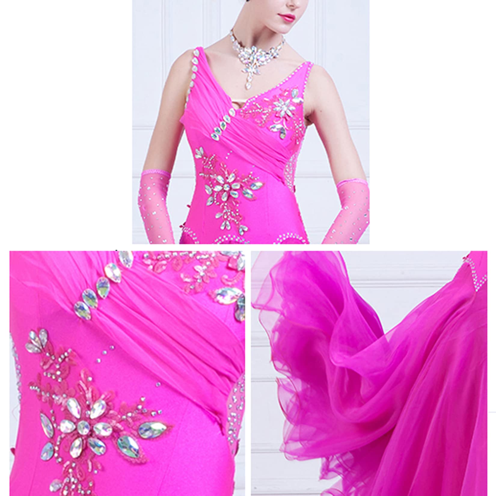 B,S, Abiti da Ballo da Sala Professionali Gonna Standard Nazionale Flamenco Cavo Costumi da Competizione Valzer Tinta Unita Abbigliamento da Spettacolo Moderno Elegante