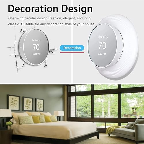 Miniatura 3 de Miimall Compatible con el kit de ajuste de termostato Google Nest, cubierta de placa de pared de termostato de silicona para huellas dactilares,