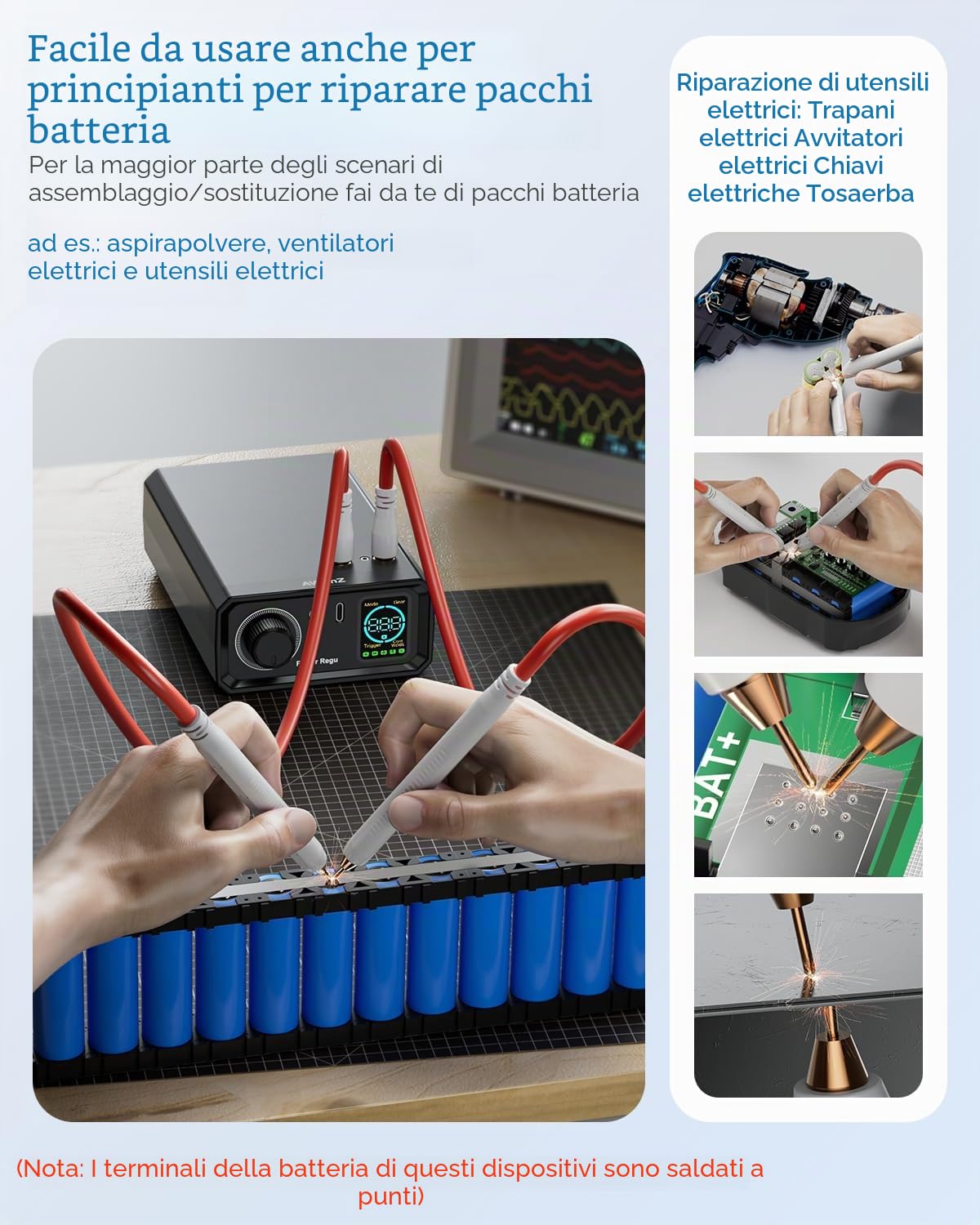 Saldatrice a Punti, AWithZ 9000W Saldatrice a Punti per Batteria UK1,funzionamento con manopola rotante,99 marce, azionamento a pedale, saldatrice a punti da 0,1-0,3mm per fai da te