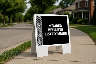 Member Benefits Listed Inside Formal Folding Coroplast A-Frame Double Sided 23x23 in. Sign