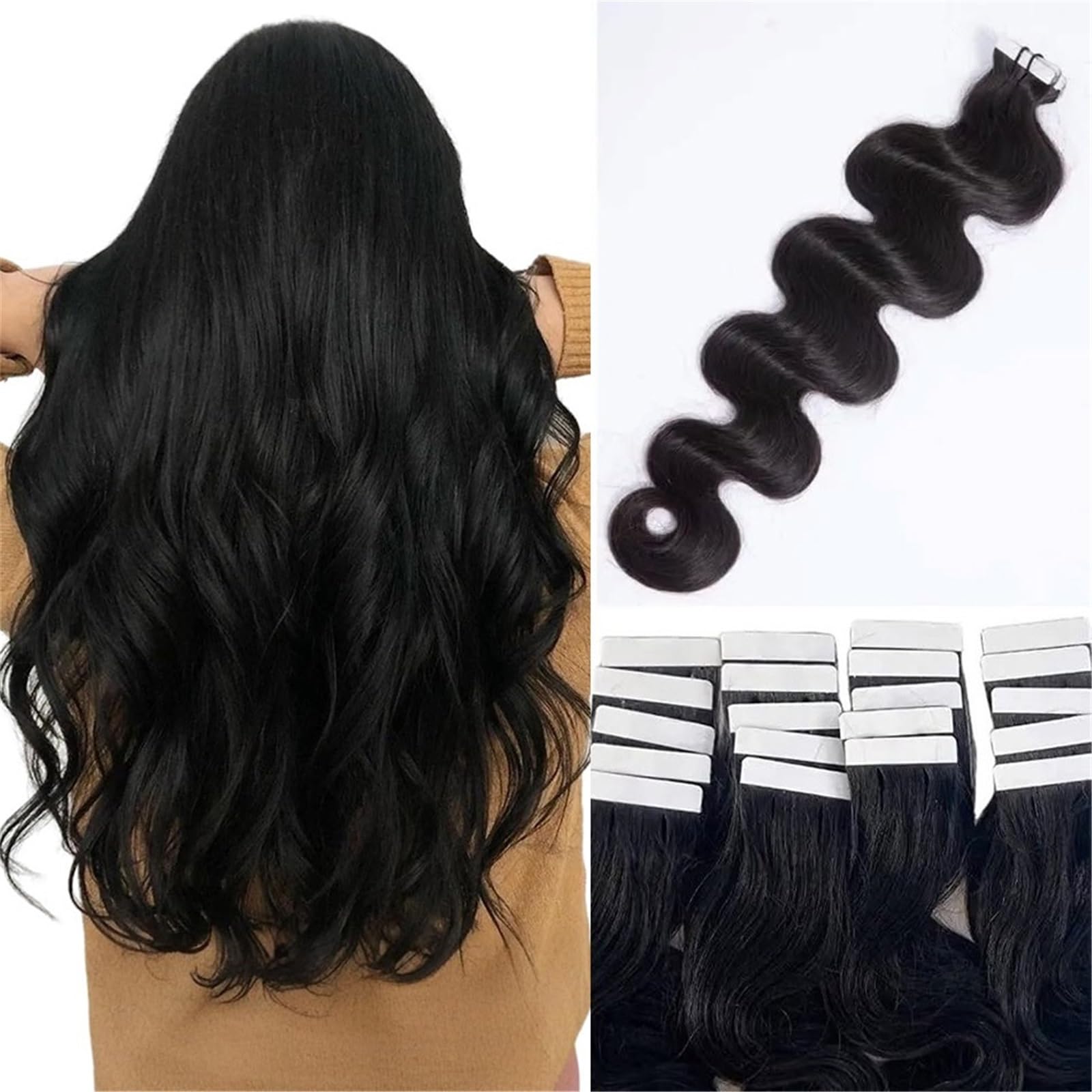 Kobiety Taśma Body Wave w doczepianiu ludzkich włosów dla kobiet klejąca do brazylijskich we włosach 40szt Taśmy do przedłużania włosów