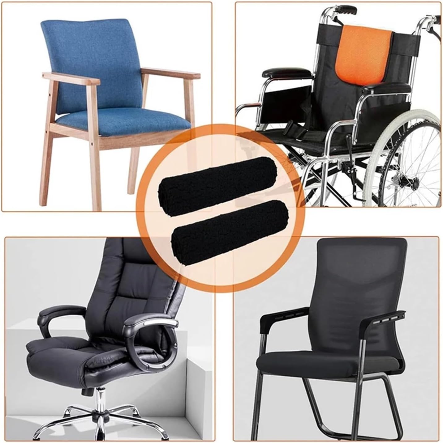 4Pcs Armrest Cushion For Office Chair Wheelchair Arm Covers Walker Handle Pads