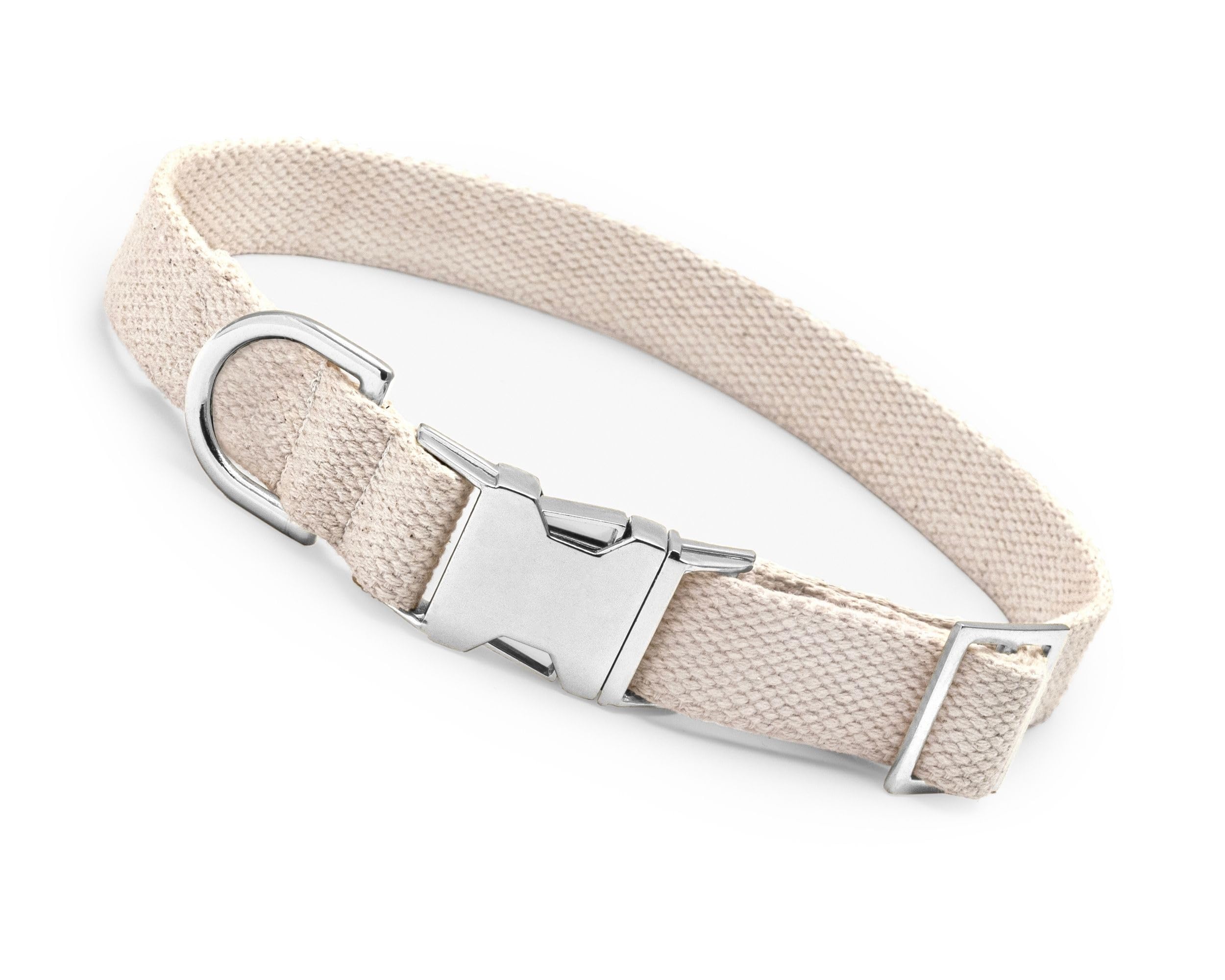 Unreasonable Pets Natural Cotton Dog Collar with Metal Hardware | Perfect for Medium and Large Dogs (M, Silver) | Neck Circumference (14-19") | for Everyday (B0CV7BDG56) Amazon Price History, Amazon Price Tracker