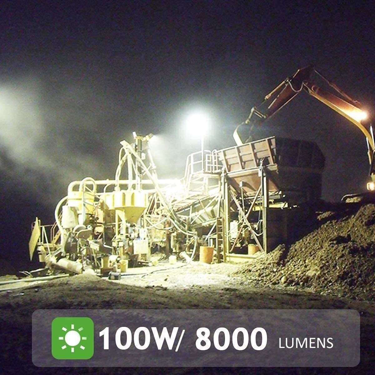 Proiettore a LED Proiettore da Esterno a LED Ricaricabile da 100 W | IP 65 Illuminazione di Sicurezza Esterna Impermeabile Lampada da Lavoro per Garage da Giardino Cantiere