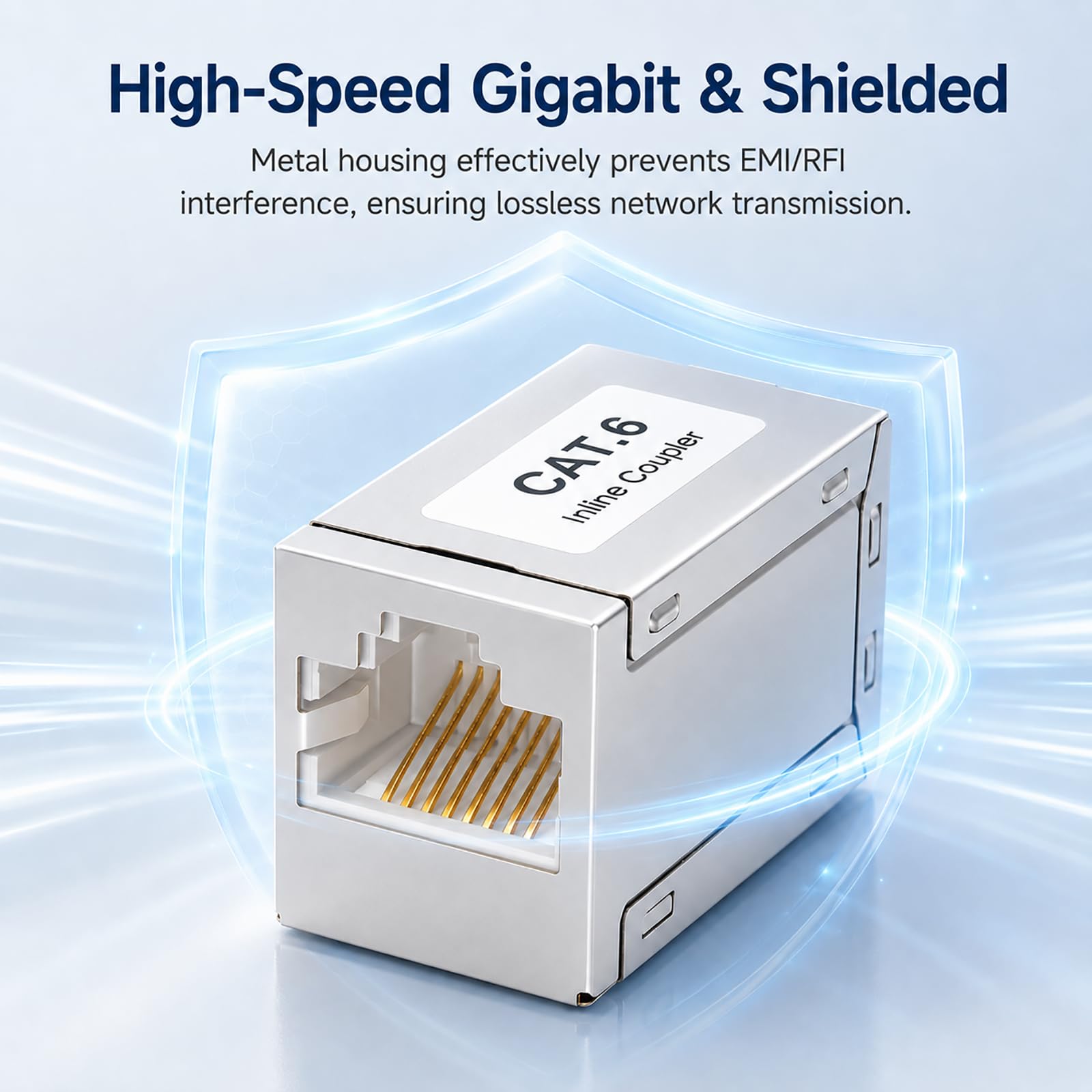 5er RJ45 Kupplung Adapter, Lan Kabel Verlängerung Cat6 Kupplung Ethernet Patchkabel Verlängerung Metall Buchse Goldkontakte geschirmt kompatibel mit Router Switch PC TV PS4 Modem Netzwerk