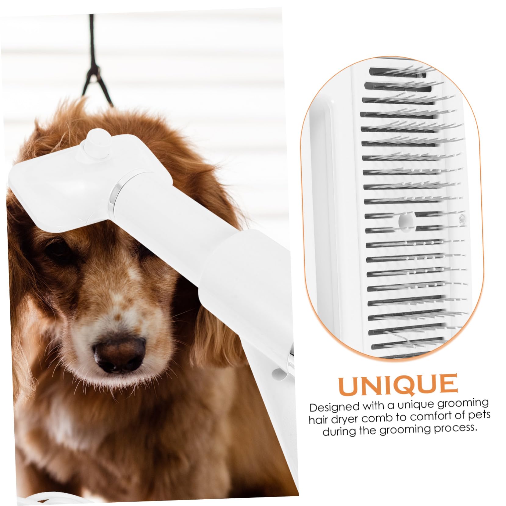 Beaupretty Brosse Sèche-cheveux Portable pour Animaux en Plastique Blanc Peigne Démêlant, Sèche-poils pour Chiens et Chats, pour Toilettage à Domicile