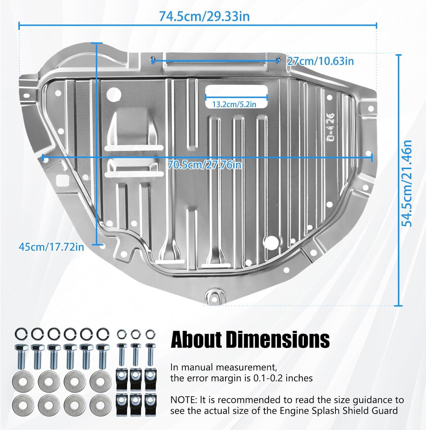 74112-TLA-A01 Aluminum Magnesium Engine Splash Shield Guard for Honda CRV EX EXL 2017-2022 1.5L L4 High Strength Anti-Corrosion | Under Engine Cover Lid (Replace:74112TLAA01) 0.6mm