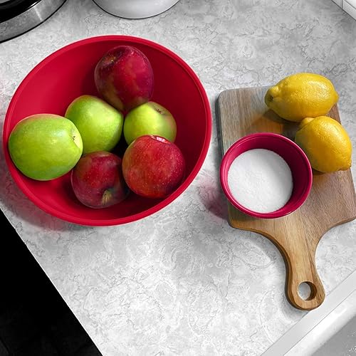 Miniatura 6 de edge Juego de 12 cuencos de plástico para mezclar, 6 cuencos de preparación y 6 tapas, para hornear, cocinar y almacenar, rojo tonal