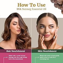 SVA Nutmeg Essential Oil - 1/3 Fl Oz - 100% Natural Nutmeg Oil - for Diffuser, Hair Care, Face, Skin Care, Aromatherapy, Scalp and Body Massage, Soap and Candle Making