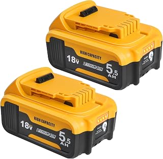 Powarobor Pack of 2 DCB184 18V 5.5Ah Replacement Li-ion Batteries Compatible with Dewalt 18V Batteries DCB180 DCB182 DCB181 Power Tools