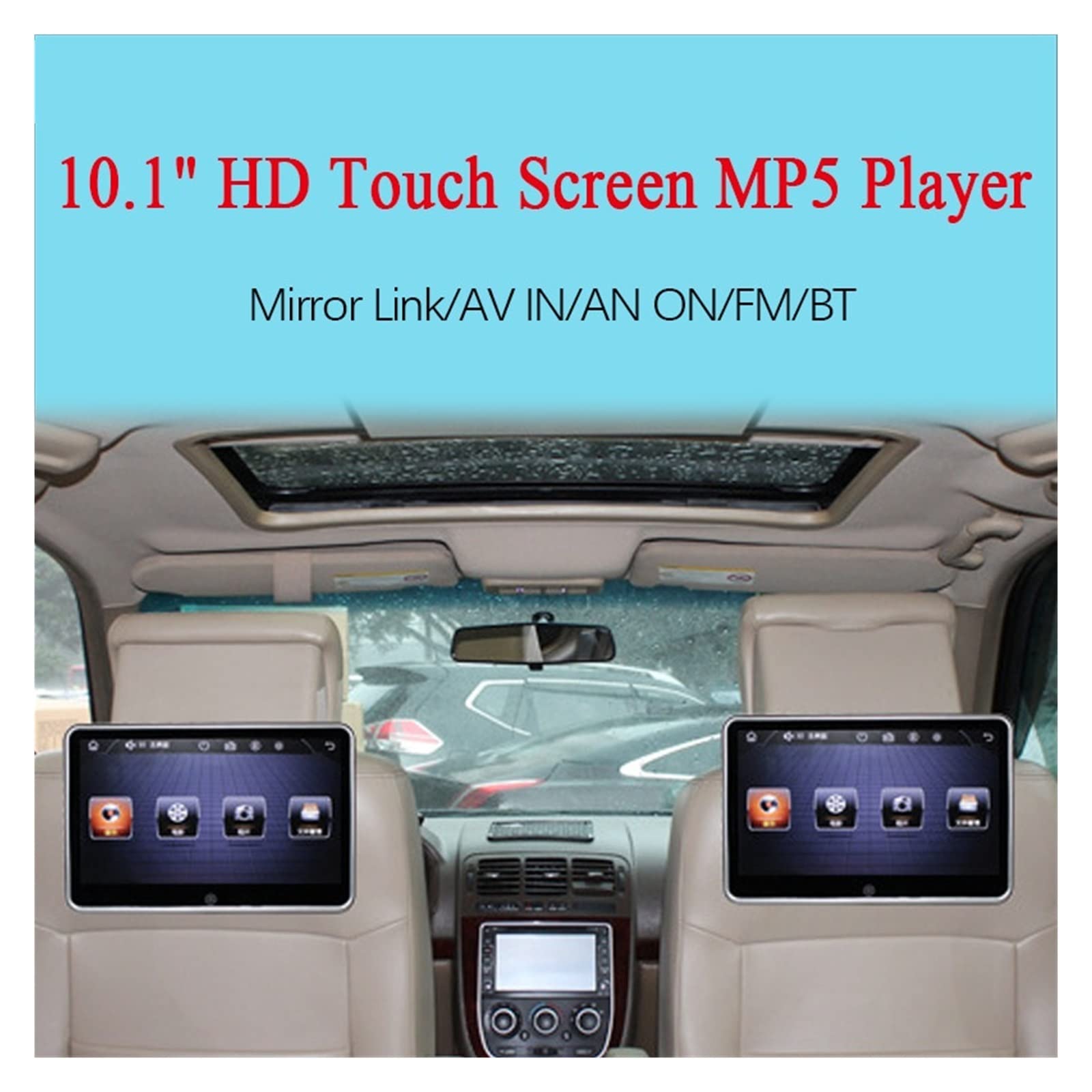 Lettore DVD portatile per lettori video per poggia Monitor for poggiatesta for auto ultrasottile da 10 pollici Lettore MP5 Link Schermo video FM HD 1080P con lettore multimediale USB / SD con schermo