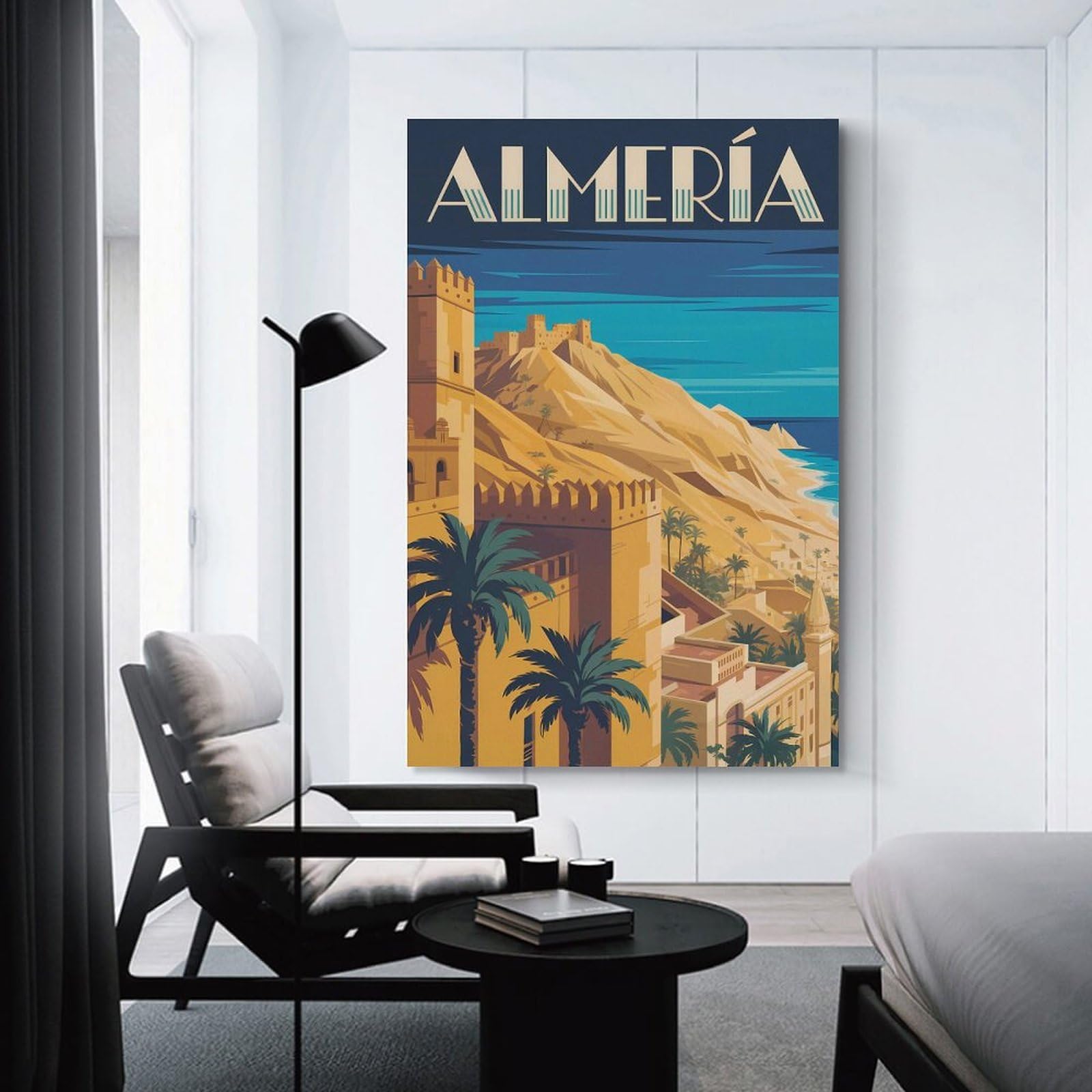 Junmoney Canvas Wall Art Almería Travel, 24x36inch(60x90cm), for Lounge Decor, Bedroom Walls Or Flats, A Home Accent with Warm Character