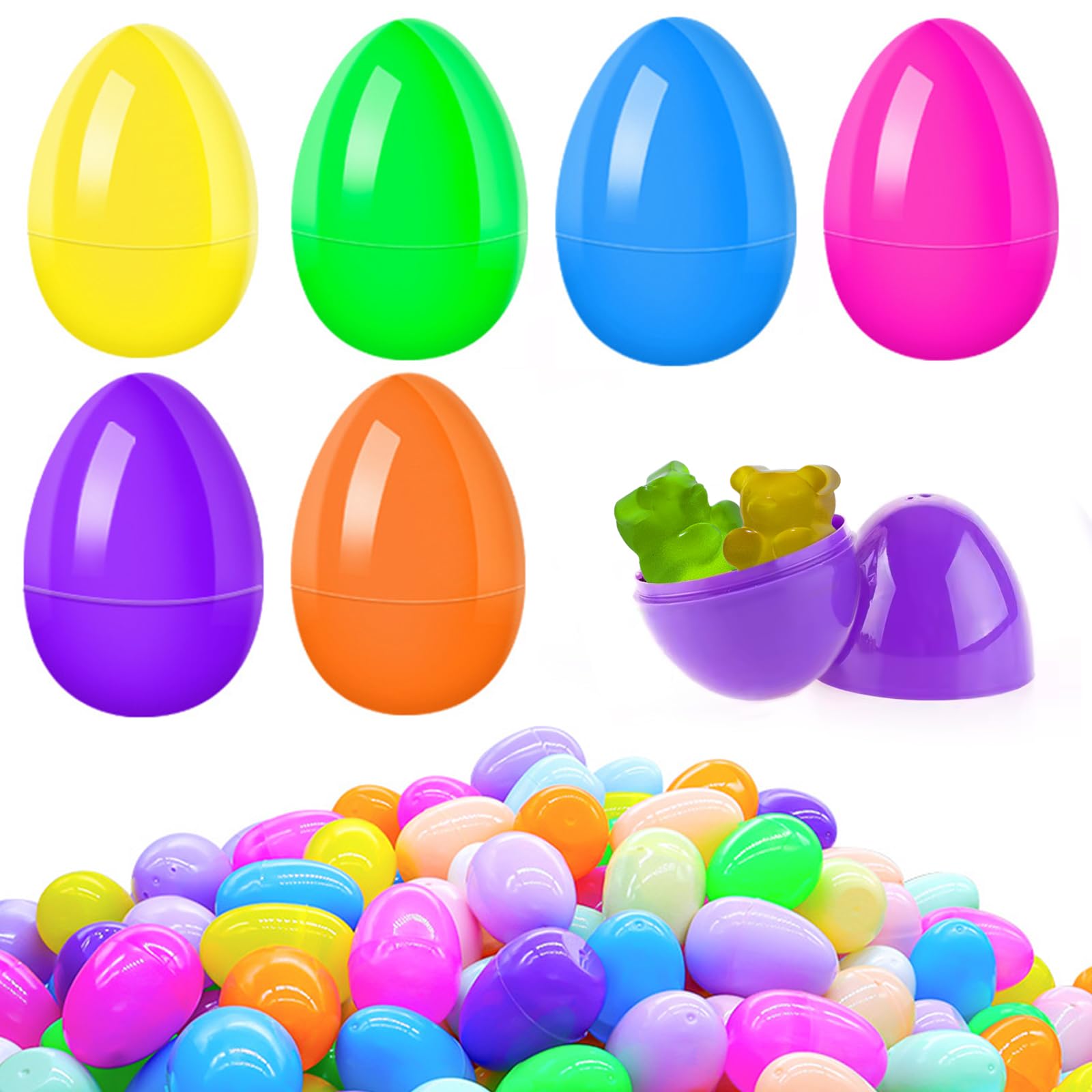 QILUCKY 60 Pieces Plastic Easter Eggs to Fill,2.36in/6cm Empty Easter Eggs,Easter Theme Party Favor,Plastic Eggs for Egg Hunt,6 Bright Colours Plastic Eggs for Fill Candies and Toys
