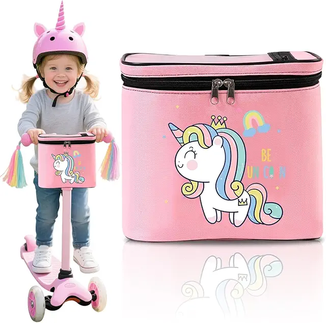 BITOYO Kids Bicycle Basket - Waterproof Unicorn Handlebar Bag for Girls