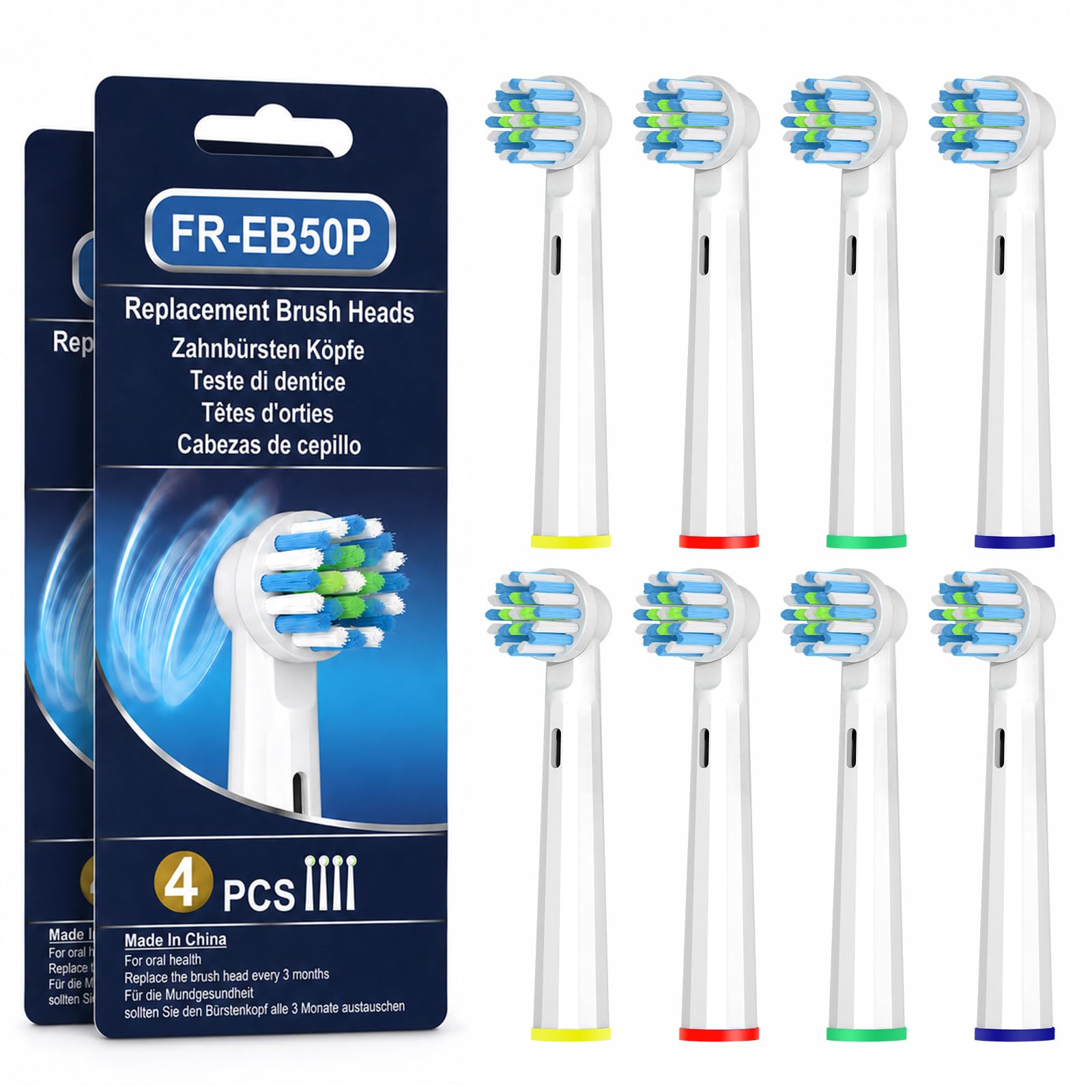 Cabezales de repuesto para cepillo de dientes Oral B, cabezales de cepillo sensibles a la cruz de Braun compatibles con Oral B Pro 1000 Genius X Smart 1500, 8 unidades